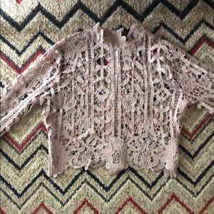 Pink blush see-through crop top